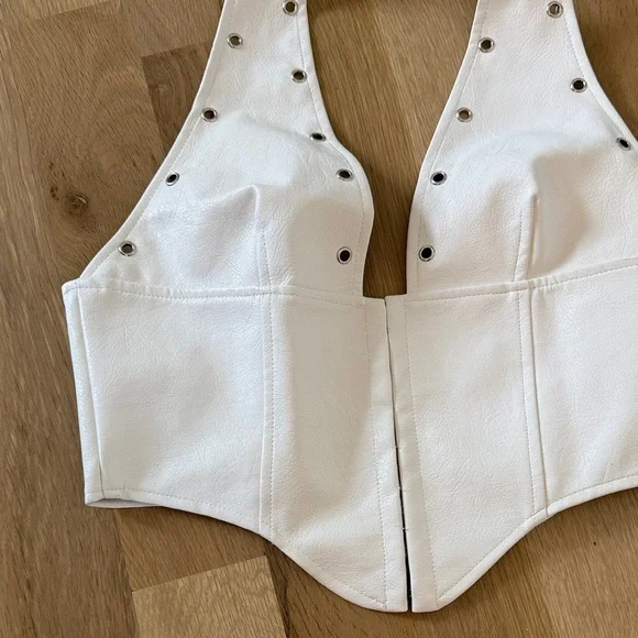 White Studded Halter Top - Picture 2 of 4